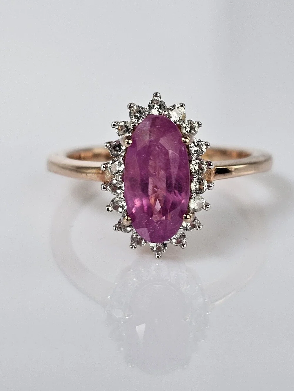 Genuine Pink Sapphire 💗 Ring Rose Gold/ Sterling Silver Size 6!